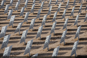 Heliostats at Crescent Dunes Solar, near Tonopah, Nevada: digital photograph