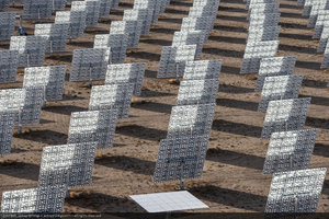 Heliostats at Crescent Dunes Solar, near Tonopah, Nevada: digital photograph