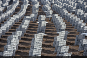 Heliostats at Crescent Dunes Solar, near Tonopah, Nevada: digital photograph