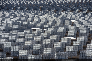 Heliostats at Crescent Dunes Solar, near Tonopah, Nevada: digital photograph