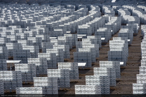 Heliostats at Crescent Dunes Solar, near Tonopah, Nevada: digital photograph
