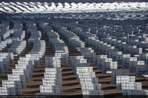 Heliostats at Crescent Dunes Solar, near Tonopah, Nevada: digital photograph