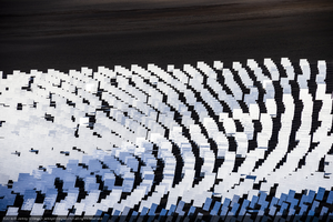 Heliostats at Crescent Dunes Solar, near Tonopah, Nevada: digital photograph
