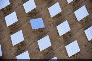Heliostats at Crescent Dunes Solar, near Tonopah, Nevada: digital photograph