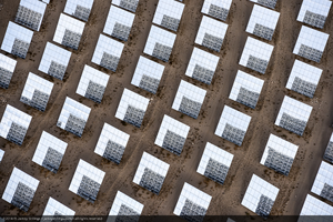 Heliostats at Crescent Dunes Solar, near Tonopah, Nevada: digital photograph