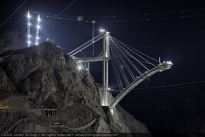 Photograph of the Mike O'Callaghan-Pat Tillman Memorial Bridge under construction, Arizona border, May 12, 2009