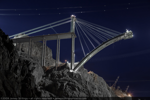 Photograph of arch bridge construction for the Mike O'Callaghan-Pat Tillman Memorial Bridge, Nevada border, May 21, 2009