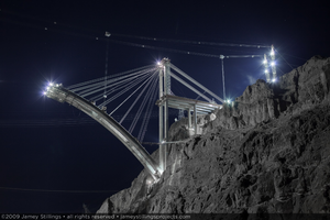 Photograph of arch bridge construction for the Mike O'Callaghan-Pat Tillman Memorial Bridge, Arizona border, May 21, 2009