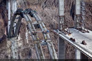 Photograph of arch construction for the Mike O'Callaghan-Pat Tillman Memorial Bridge, Nevada-Arizona border, June 29, 2009