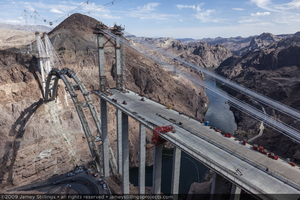 Photograph of arch construction for the Mike O'Callaghan-Pat Tillman Memorial Bridge, Nevada-Arizona border, June 29, 2009