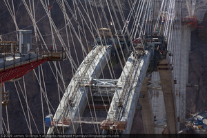 Photograph of arch construction for the Mike O'Callaghan-Pat Tillman Memorial Bridge, Nevada-Arizona border, June 29, 2009