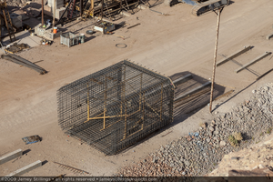 Photograph of rebar forms used for construction of the Mike O'Callaghan-Pat Tillman Memorial Bridge, Arizona, June 29, 2009