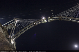 Photograph of Mike O'Callaghan-Pat Tillman Memorial Bridge construction as seen from the powerhouse at Hoover Dam, June 30, 2009