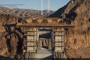 Photograph of the Mike O'Callaghan-Pat Tillman Memorial Bridge deck as seen from the Nevada side of the bridge, October 20, 2009