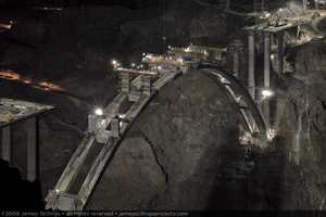 Photograph of the pier for the Mike O'Callaghan-Pat Tillman Memorial Bridge under construction, Nevada-Arizona border, October 21, 2009