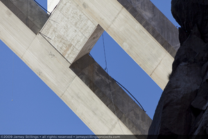 Photograph of the arch foundation for the Mike O'Callaghan-Pat Tillman Memorial Bridge, Nevada border, November 24, 2009