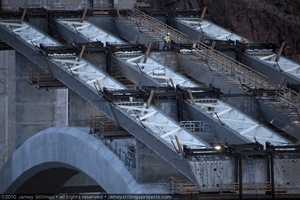 Photograph of center tub girders used during construction of the Mike O'Callaghan-Pat Tillman Memorial Bridge, Nevada-Arizona border, February 2, 2010