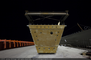 Photograph of the end of a tub girder used during construction of the Mike O'Callaghan-Pat Tillman Memorial Bridge, Nevada border, February 2, 2010