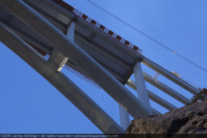 Photograph of construction of the Mike O'Callaghan-Pat Tillman Memorial Bridge, Arizona border, April 14, 2010