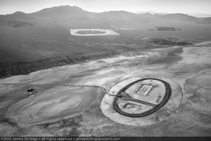 Photograph of dirt racetrack of Ivanpah dry lake bed, June 5, 2012