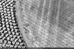 Photograph of pylon shadows near Unit 2 power block, June 25, 2013