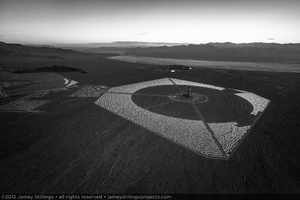 Photograph of dawn over Unit 1 with Primm Valley Golf Course and Primm, April 11, 2012
