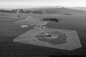 Photograph of Ivanpah Solar looking north at sunrise, June 6, 2012
