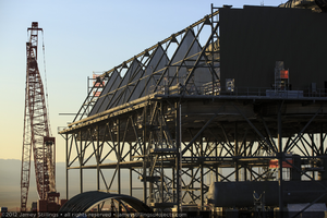 Photograph of construction of air-cooled condenser, June 4, 2012