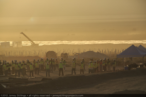 Photograph of early morning meeting, June 4, 2012