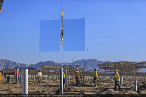 Photograph of heliostat installation, June 4, 2012