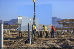 Photograph of heliostat installation, June 4, 2012