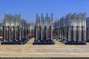 Photograph of assembled heliostats, June 4, 2012