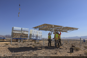 Photograph of heliostat installation, Unit 1, June 4, 2012