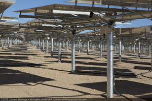 Photograph of view under heliostats of Unit 3, October 1, 2013