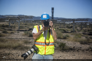 Photograph of self portrait into mirror of heliostat, October 1, 2013