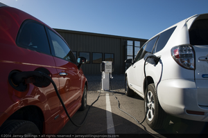 Photograph of electric vehicle charging station, September 24, 2014