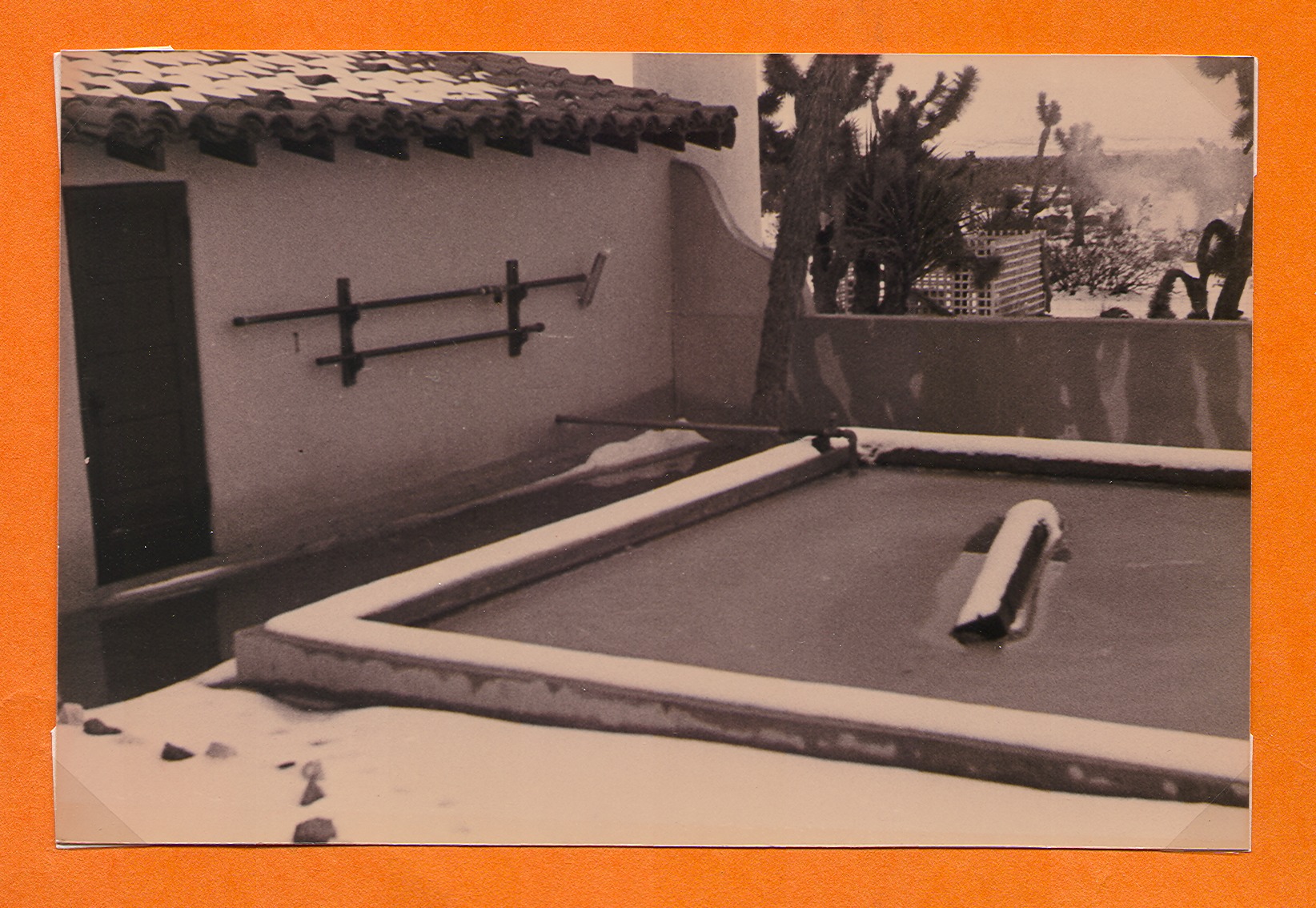 Frozen over swimming pool at Walking Box Ranch, Nevada: photographic print