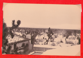 Snowy scene showing rooftops of buildings on Walking Box Ranch, Nevada: photographic print