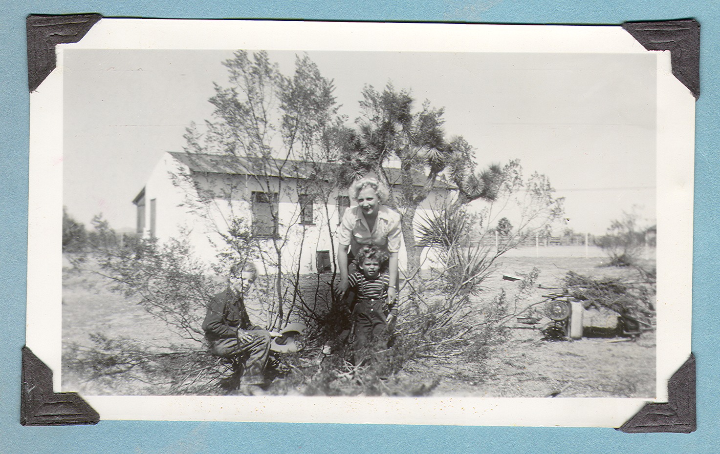 Georgie and Rex Bell Jr. with unidentified woman at Walking Box Ranch, Nevada: photographic print