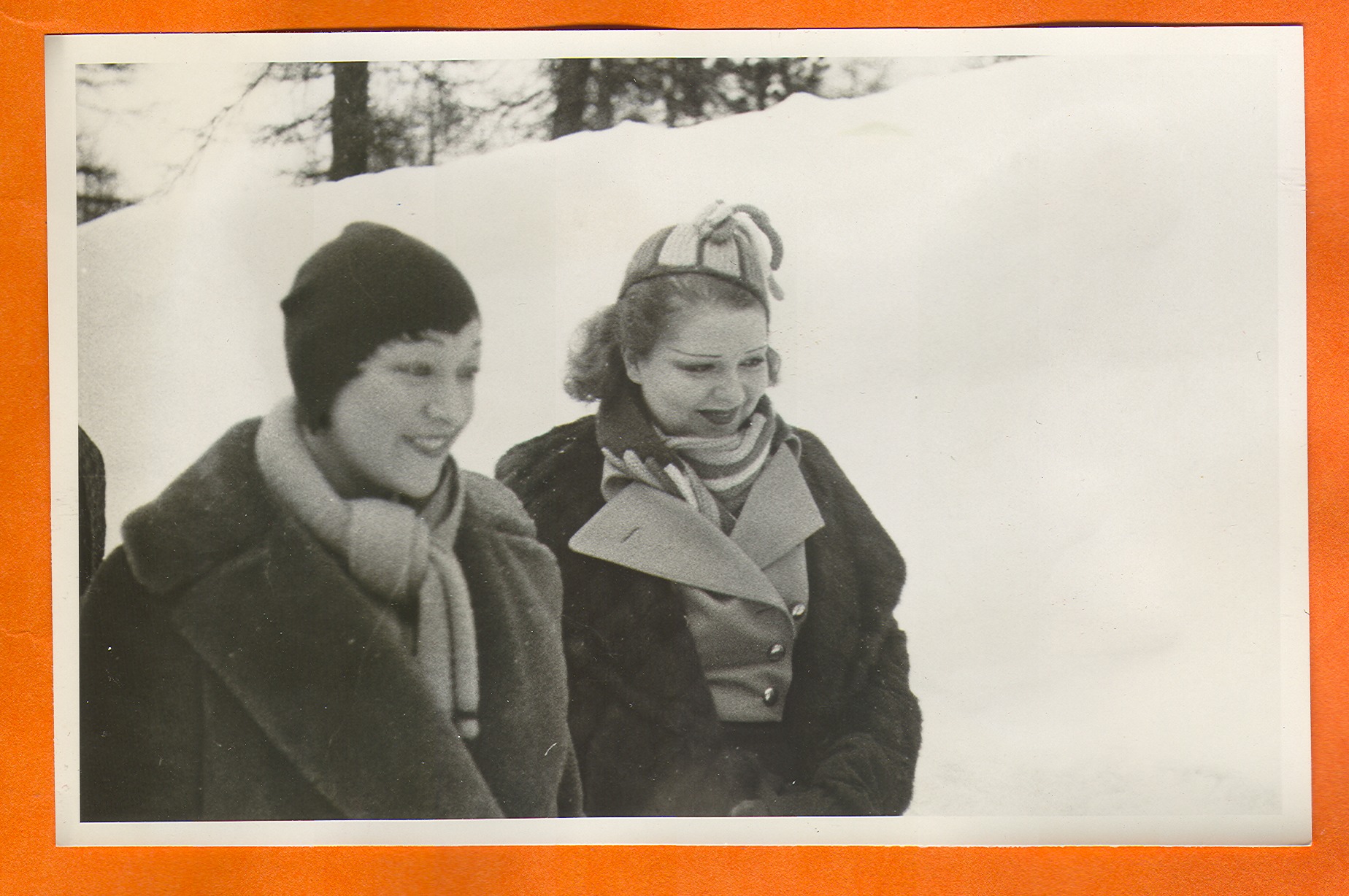 Clara Bow Bell (right) with unidentified woman in Europe: photographic print