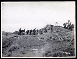Photograph of men working at mining claim, Goldfield (Nev.), early 1900s