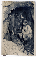 Photograph of two men working in a mine, Goldfield (Nev.), early 1900s