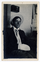 Photograph of Dalta Hurry with his arm in a sling, Goldfield (Nev.), 1907