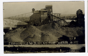 Postcard of a million-dollars worth of zinc at the Weber Mine, 1900-1925