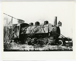 Black-and-white photograph of the Tecopa Railroad Engine No. 1, Tecopa (Calif.), 1920
