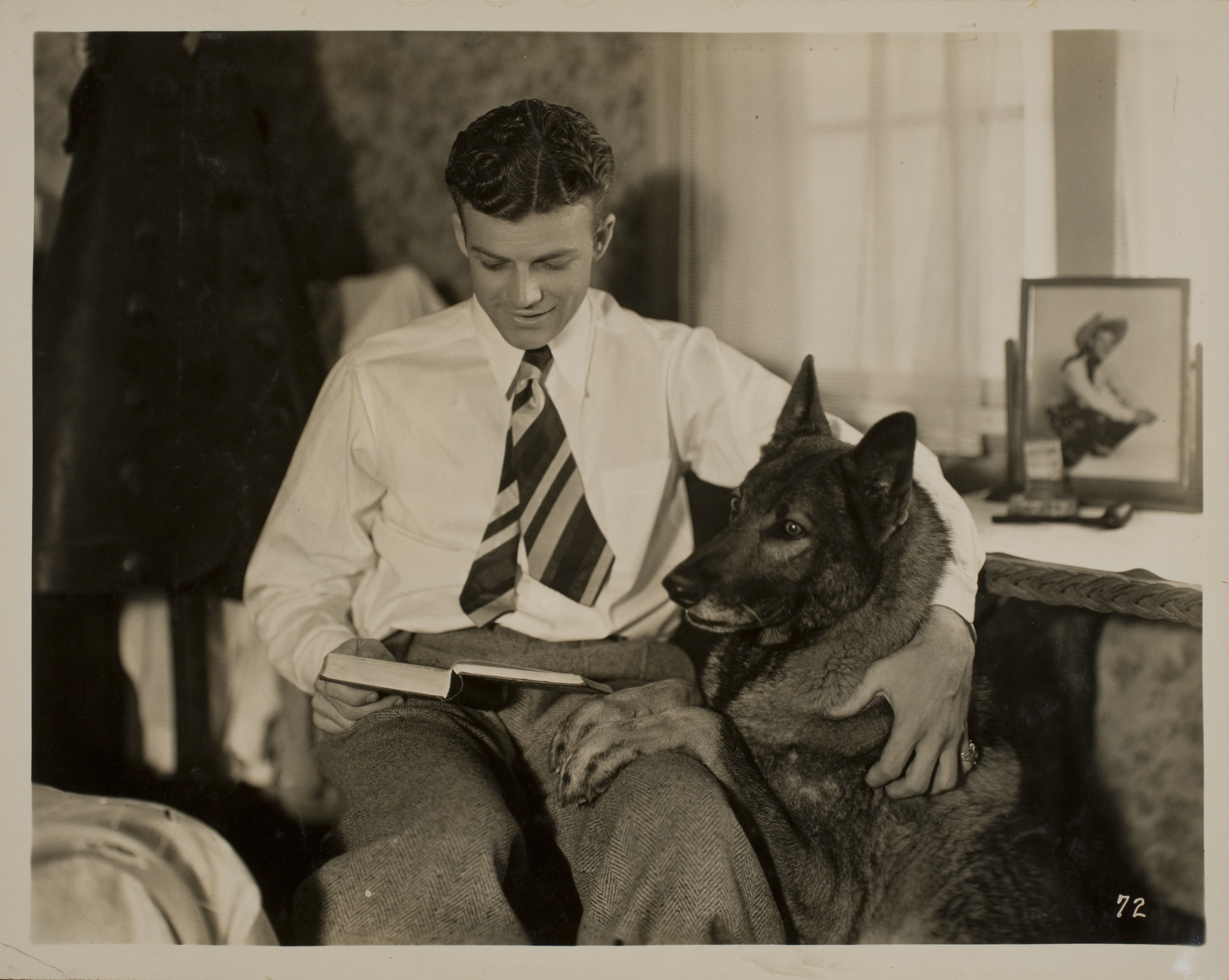 Rex Bell (George Francis Beldam) and German Shepherd (Boco): photographic print