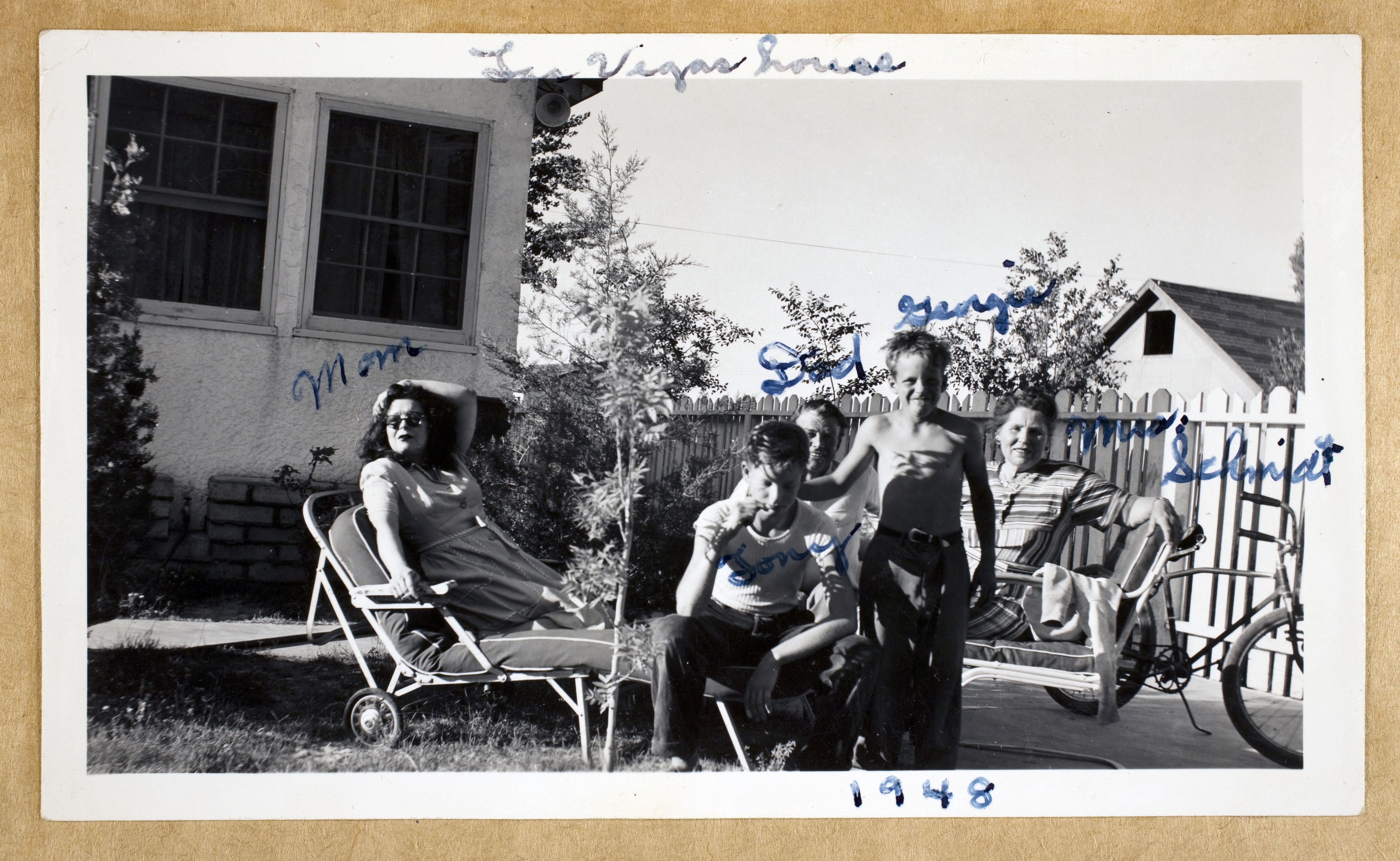 Left to right: Clara Bow , Rex Anthony Bell, Jr (Toni Larabow Beldam), Rex Bell (George Francis Beldam), George Francis Robert Bell, and Mrs Schmidt: photographic print