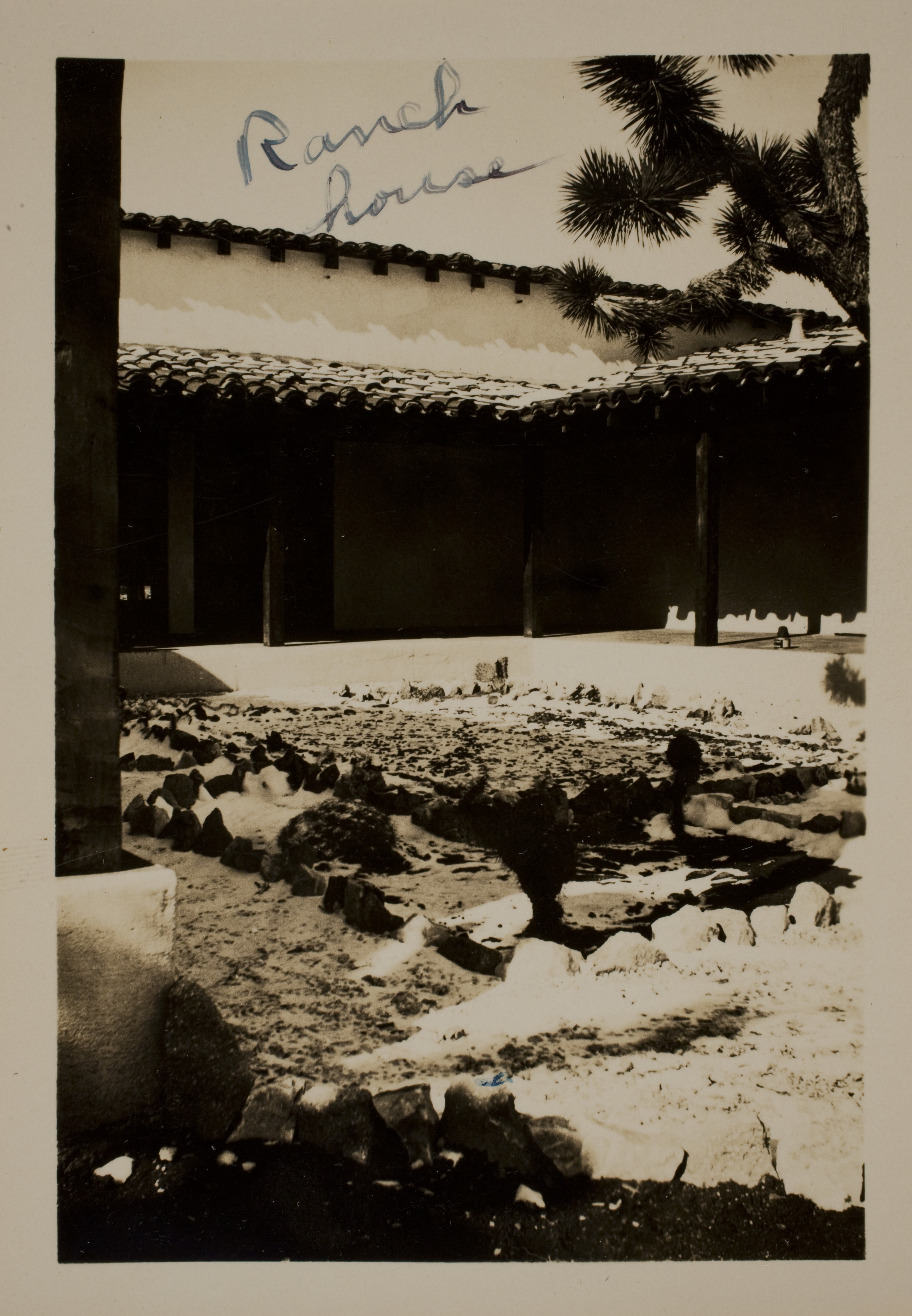 Rock garden in courtyard of ranch house at Walking Box Ranch: photographic print