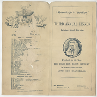 Devonions in London, third annual dinner, menu, Saturday, March 8, 1890, at The Criterion