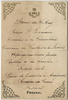 Unknown restaurant, dinner menu, May 26
